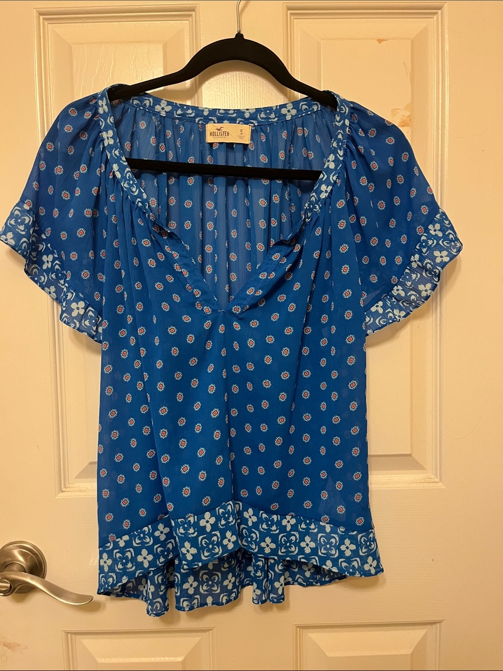 Hollister Teal-Blue Flutter Sleeve Top